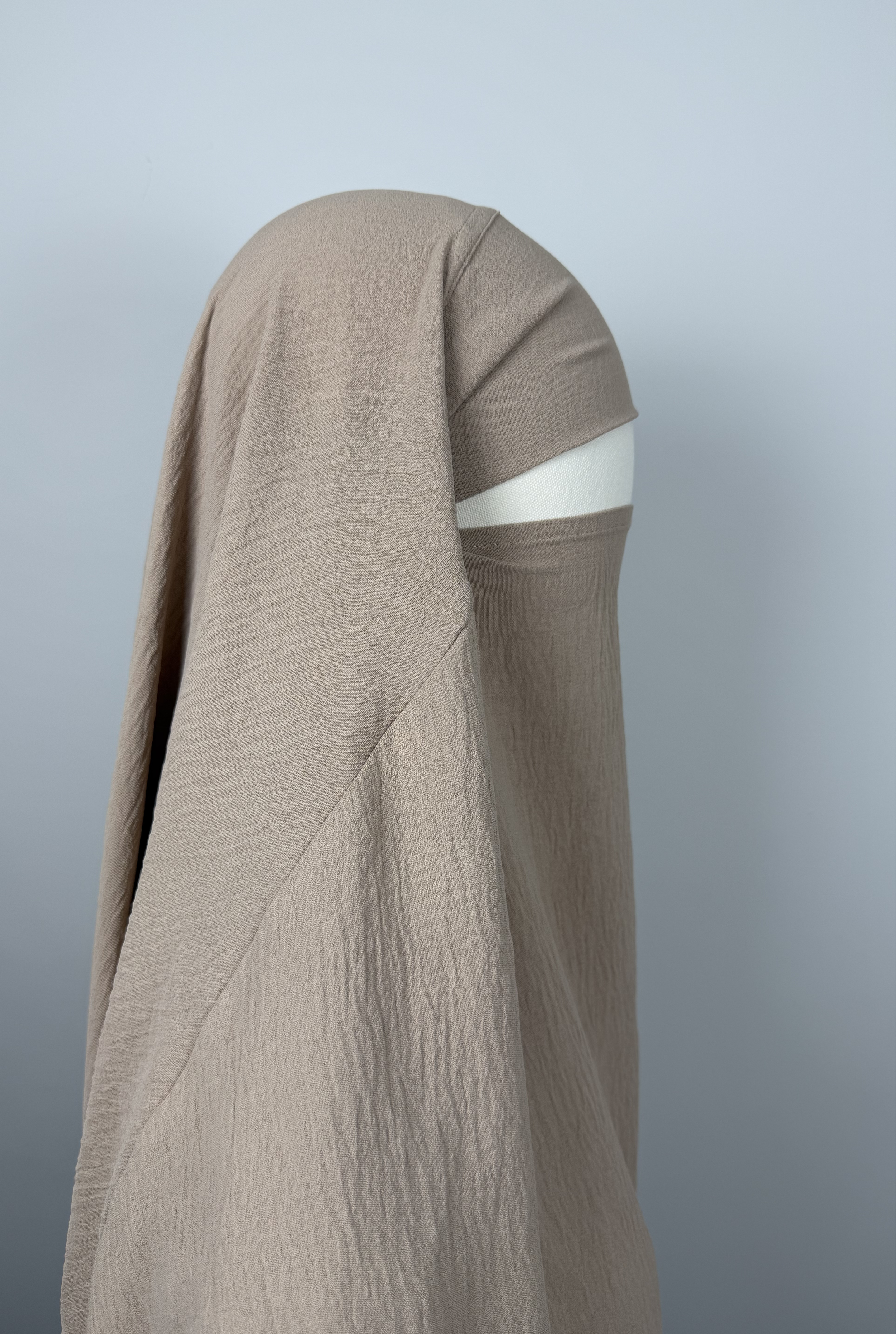 Nida Crepe Light Cinnamon Khimar Niqab Side view.png