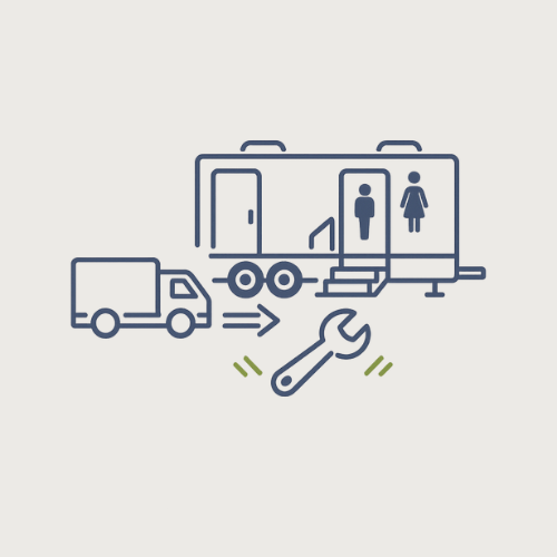 Professional restroom trailer delivery setup and pickup for events