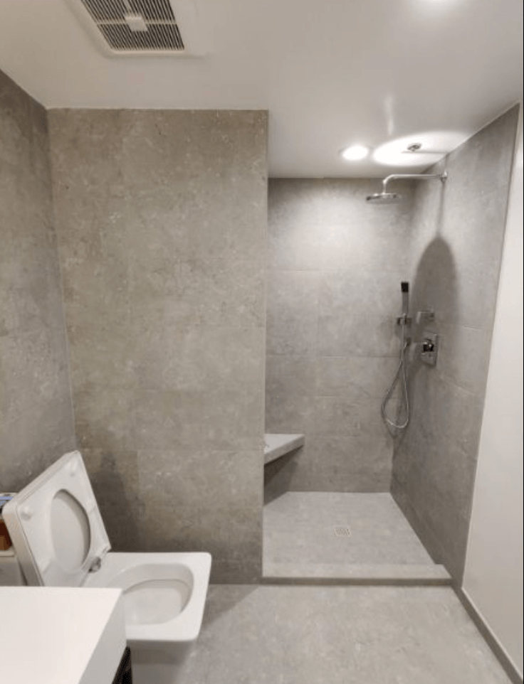 modern grey and white bathroom