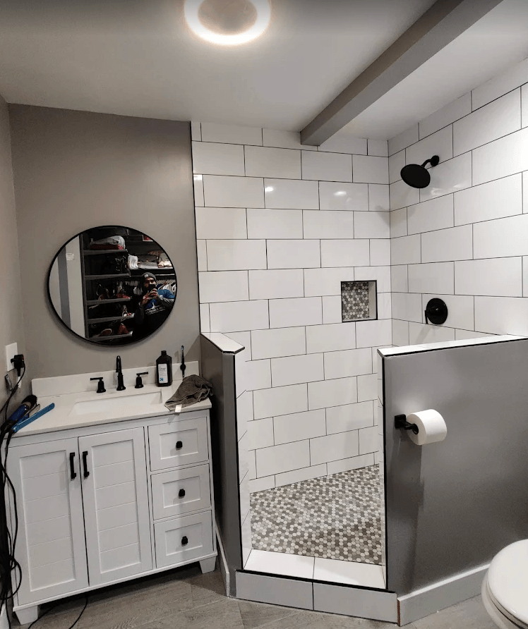Custom master suite granite tiles