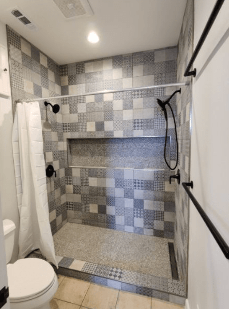 custom granite tile shower work