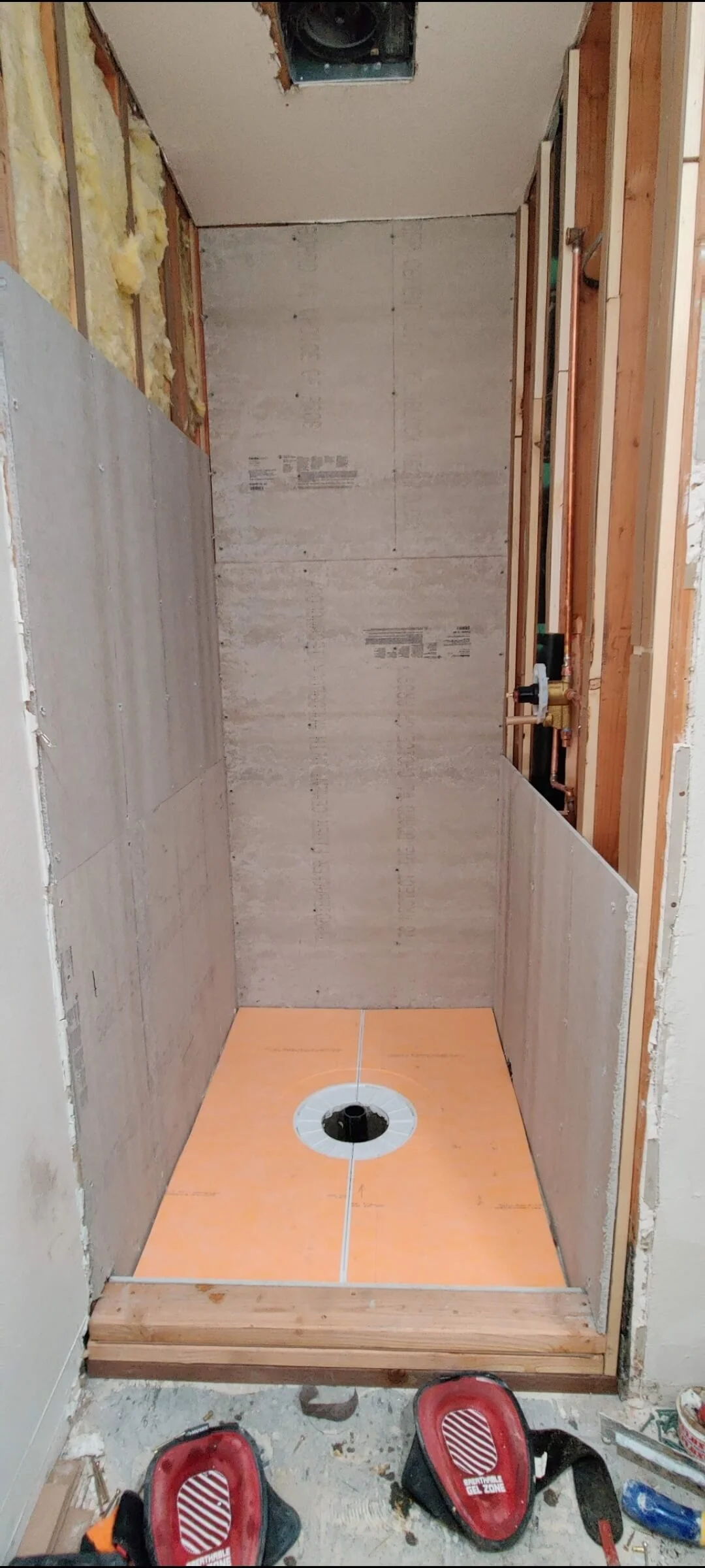 Full shower renovation and plumbing.