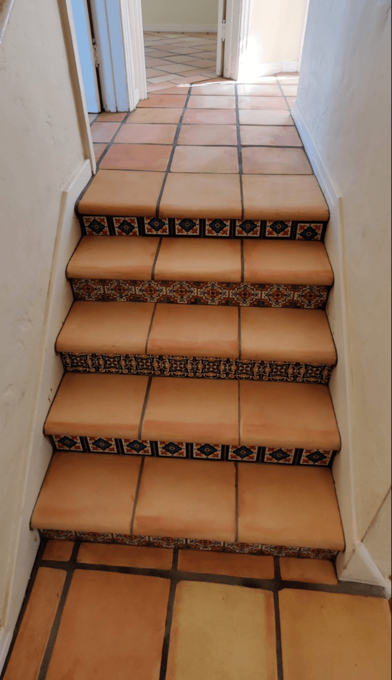 Restoring Spanish style home in long beach with saltillo tiles and talavera risers