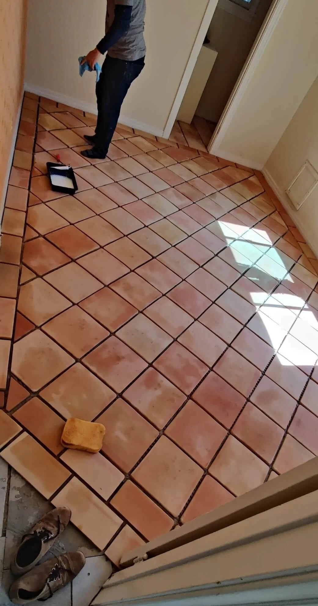 spanish home revival flooring removed carpet replaced with saltillo tiles long beach