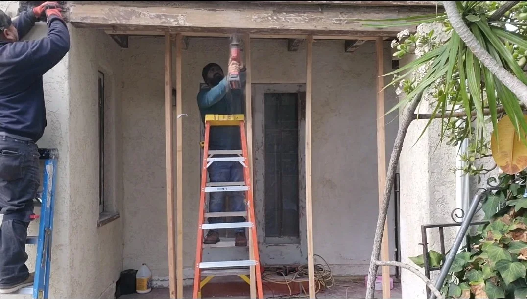 exterior structural repair of patio cross beam