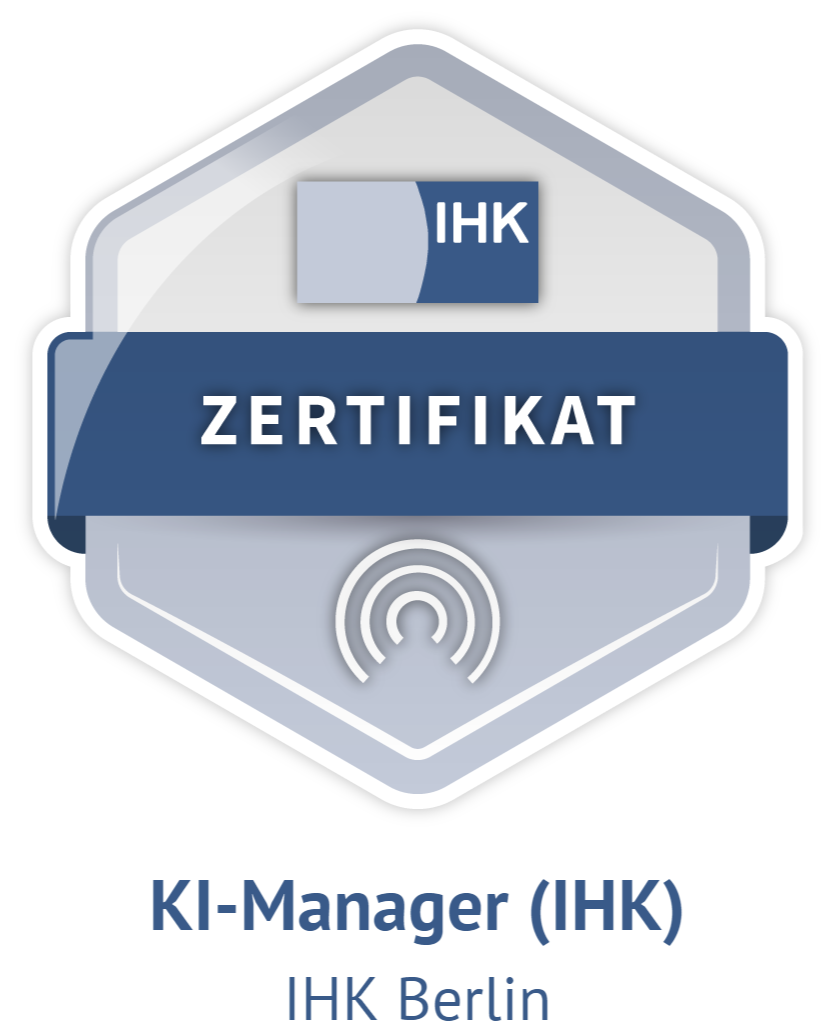 Zertifikatsmerkmal des IHK Berlin für KI-Manager