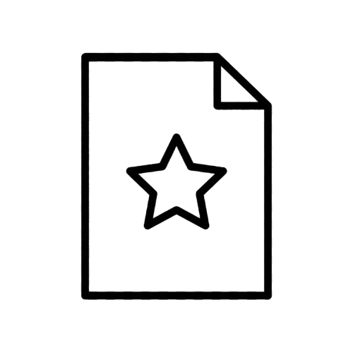 Outline of a document with a star in the center.