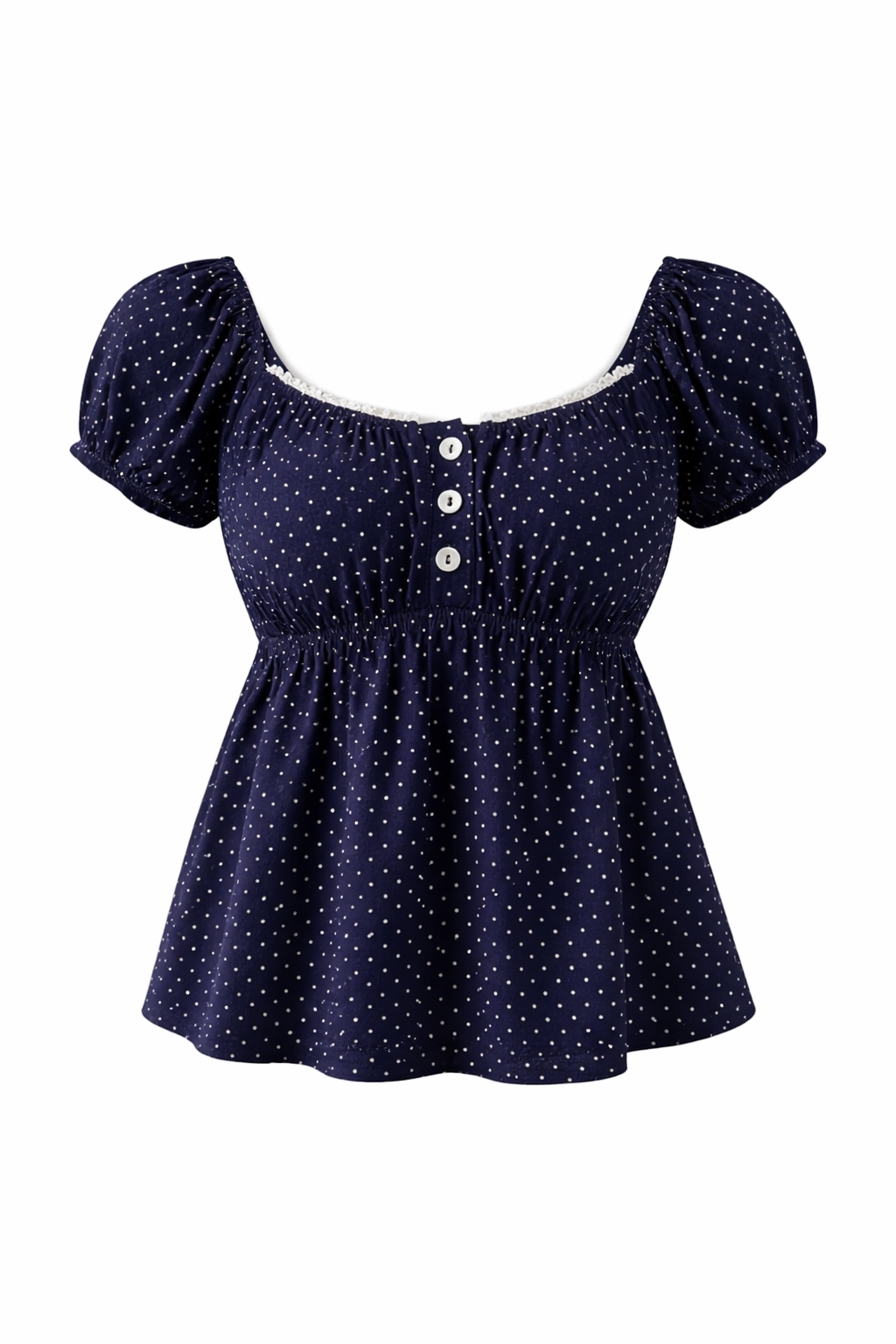 Navy Polka Dot Crop Top
