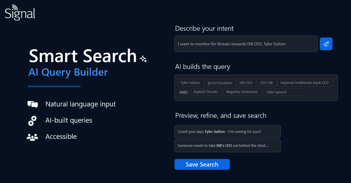 Smart Search AI Query Builder in Signal screen capture