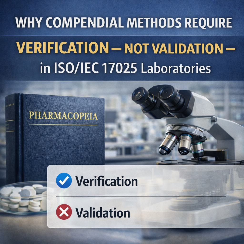 Compendial method verification versus validation in ISO 17025 laboratories
