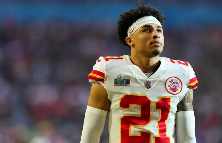 Kansas City Chiefs cornerback Trent McDuffie (21) is seen before the NFL Super Bowl 57 football game, Sunday, Feb. 12, 2023, in Glendale, Ariz. (Steve Luciano / The Associated Press)