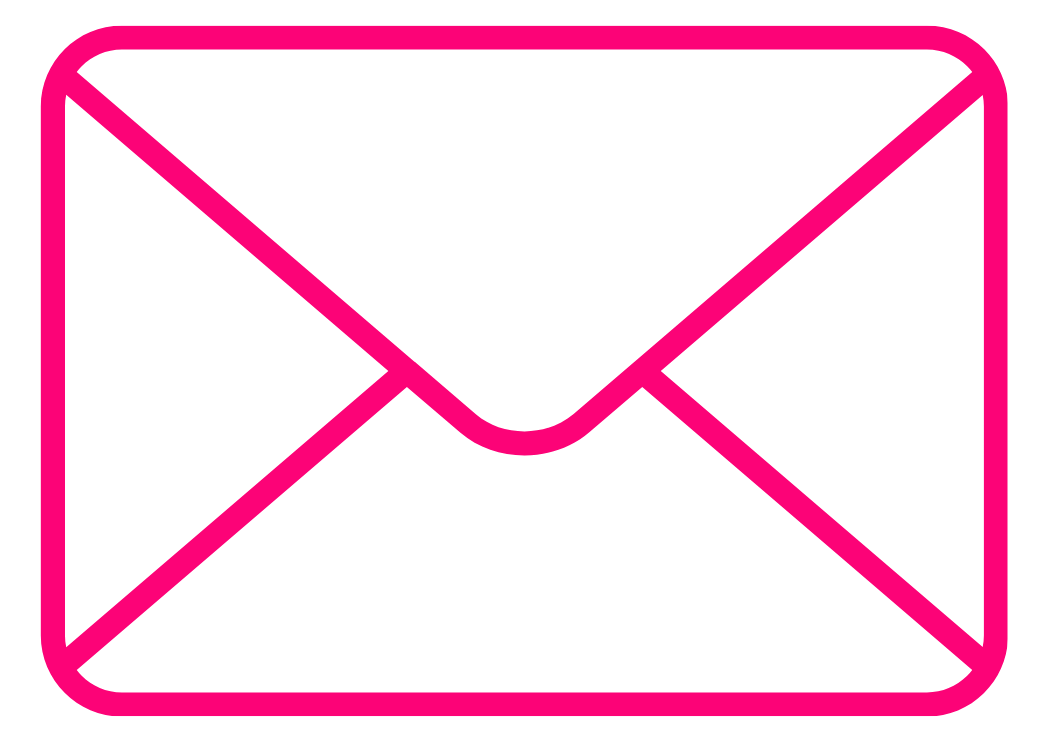 Outline of a closed envelope icon in pink.