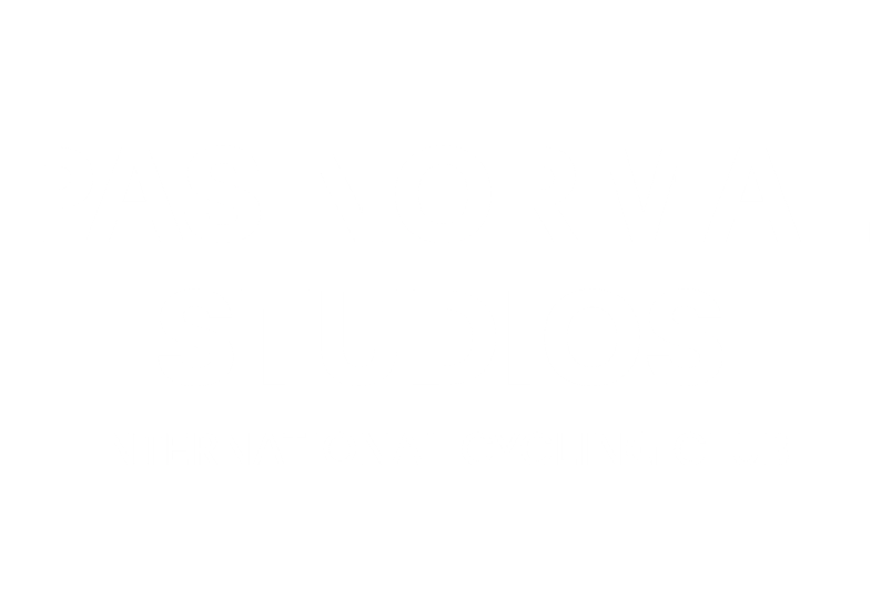Logo for Pas Normal Studios, an international cycling club, in white text on a black background.