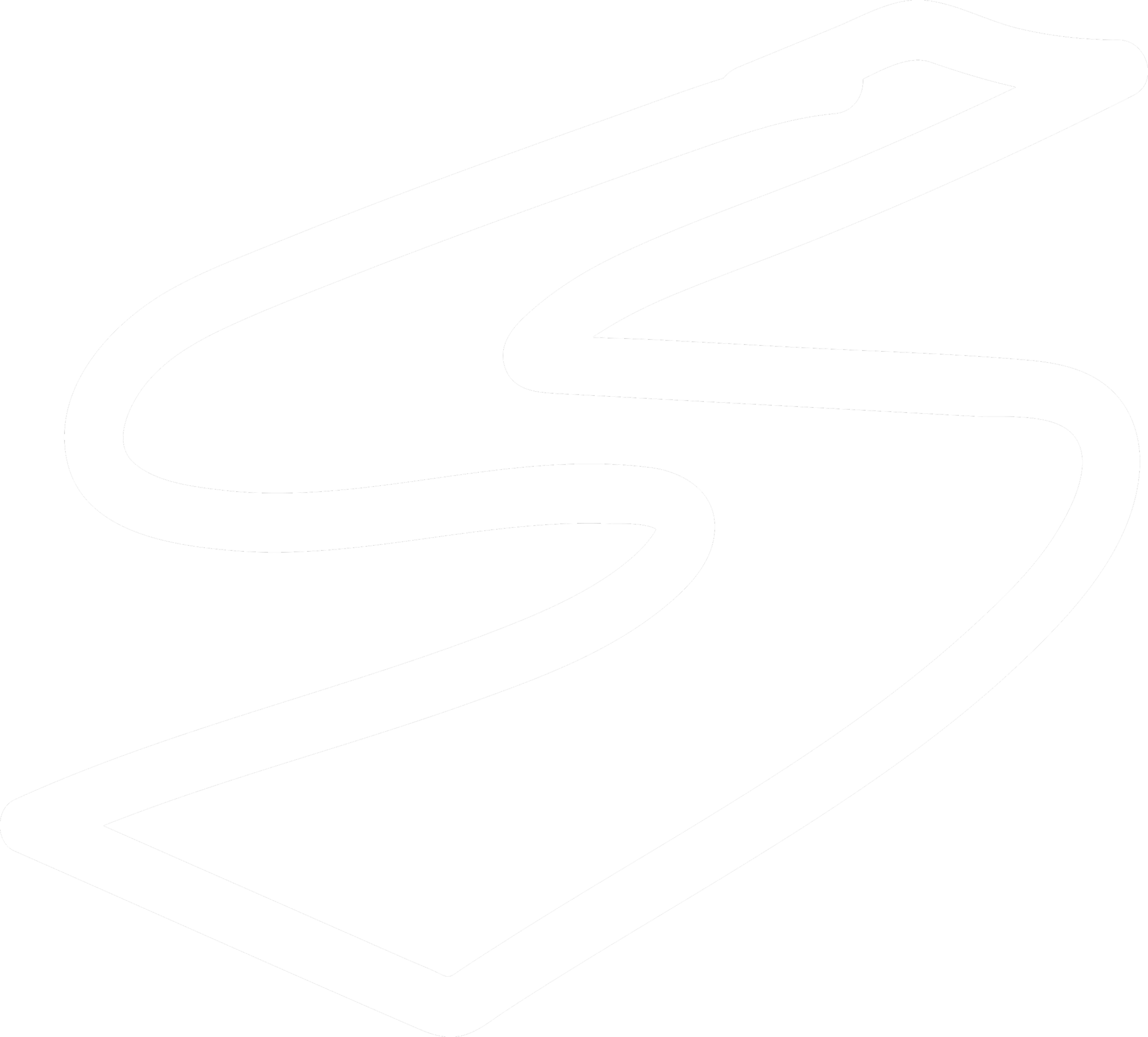 A black and white neon sign of a racing track, featuring a winding, curvy road outline.