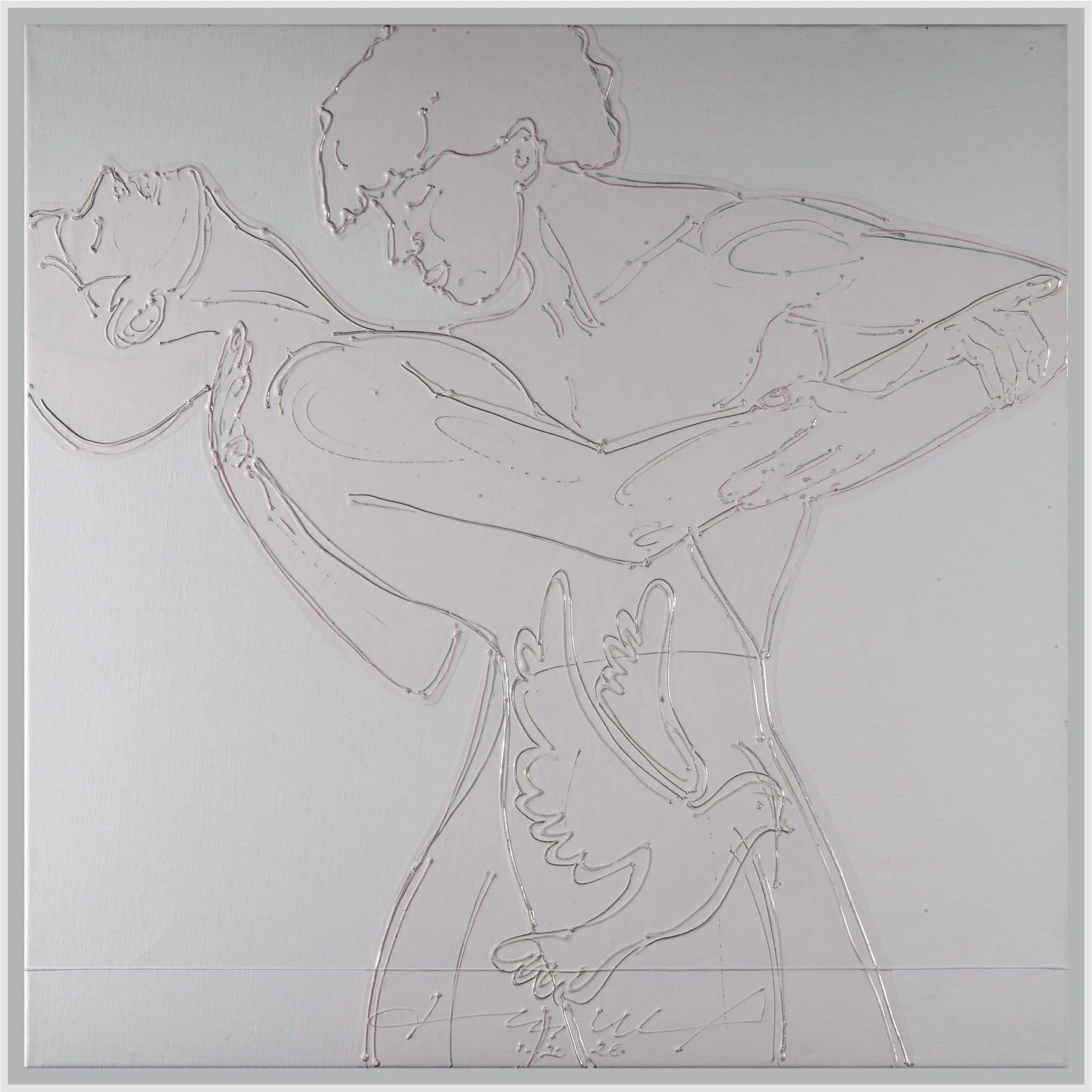 „peace & love“, Acryl und Lack auf Leinwand, 2025, 80/80 cm