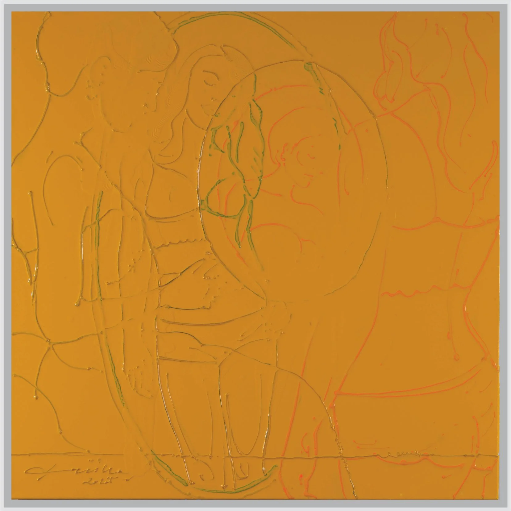 „the bride“, Acryl und Lack auf Leinwand, 2025, 80/80 cm
