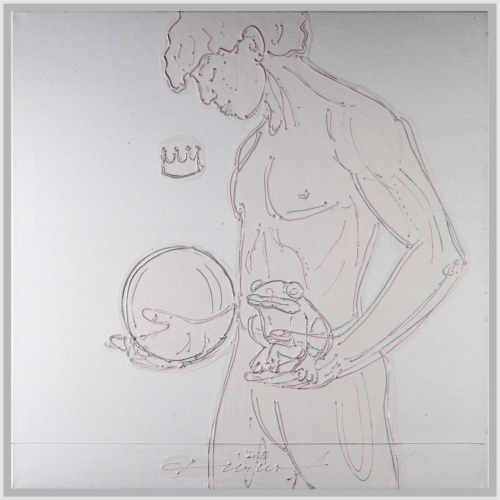„crystal ball“, Acryl und Lack auf Leinwand,  2025, 80/80 cm