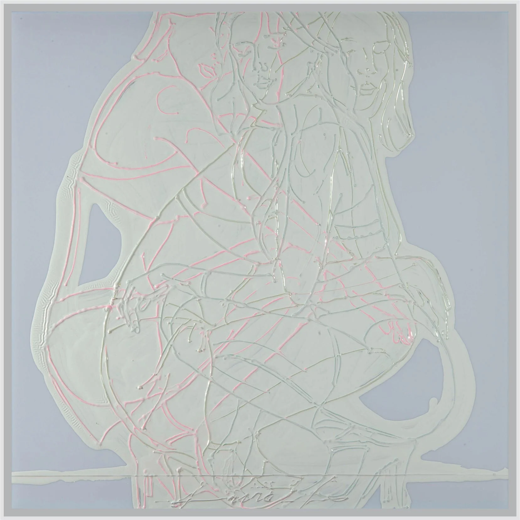 „three white angels right", Acryl und Lack auf Leinwand, 2025, 80/80 cm