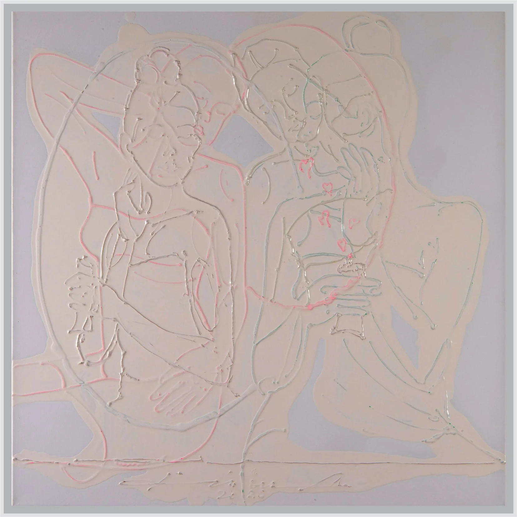„selflove in white“, Acryl und Lack auf Leinwand, 2025, 80/80 cm