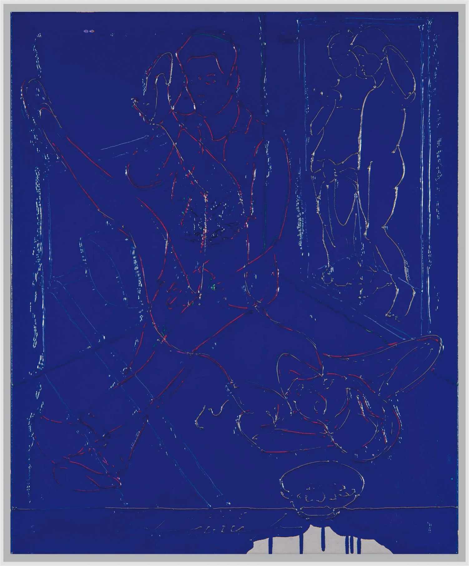 "love rules in blue", Acryl und Lack auf Leinwand, 2025, 80/80 cm