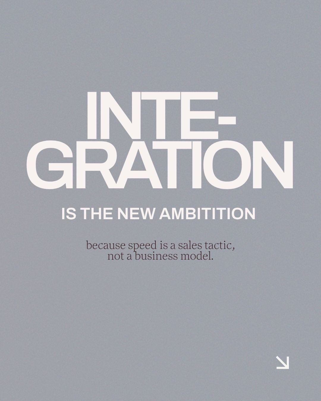 I&rsquo;m over it&hellip;

This industry sells speed but I&rsquo;m here for something more radical. 

I&rsquo;m selling something slower - and truthful. 

That actually allows us to pause, land and scale without doing more. 

Integration is the new a