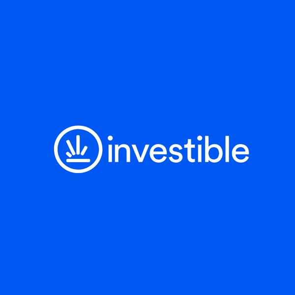 Investible logo on a blue background.