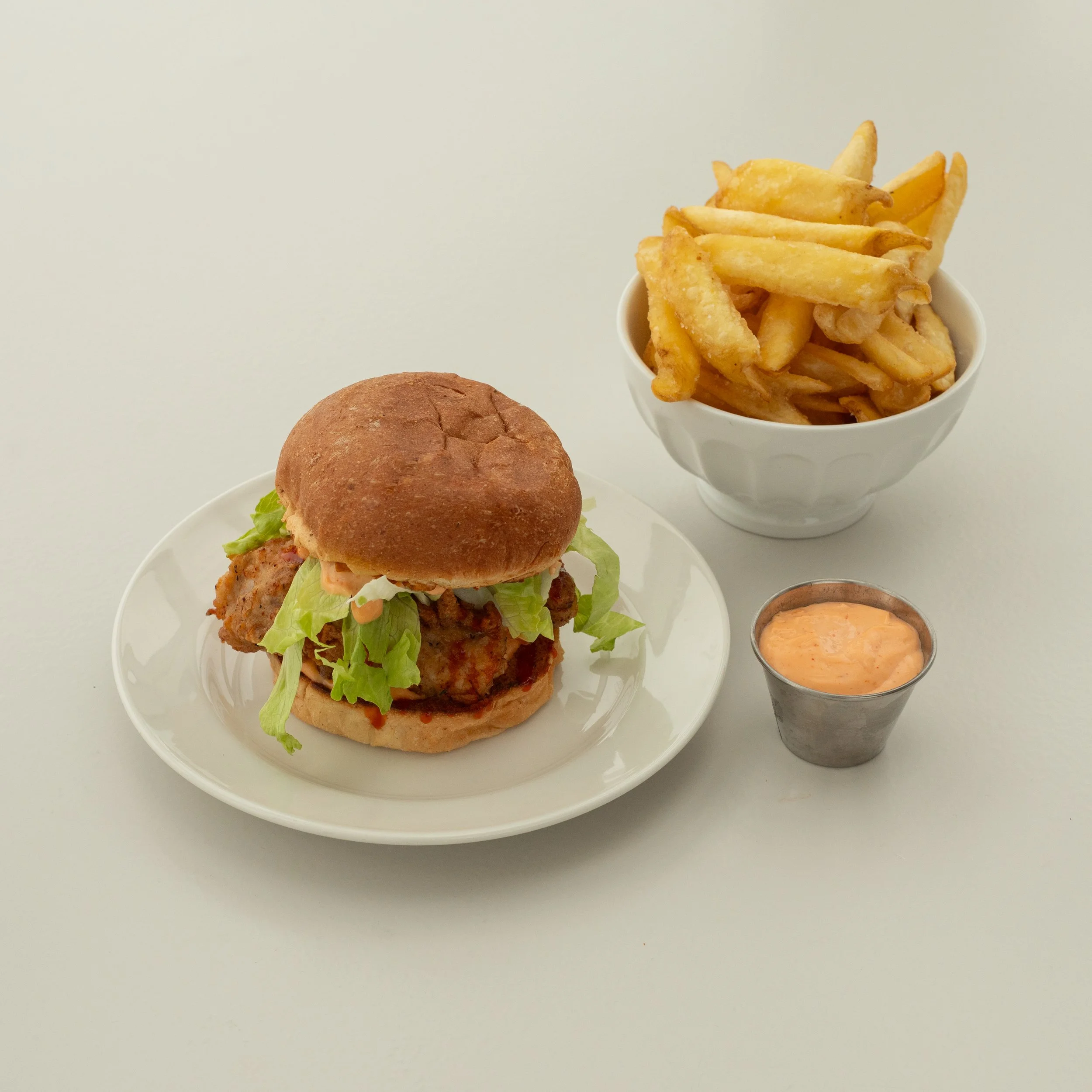 Fried chickenburger combo