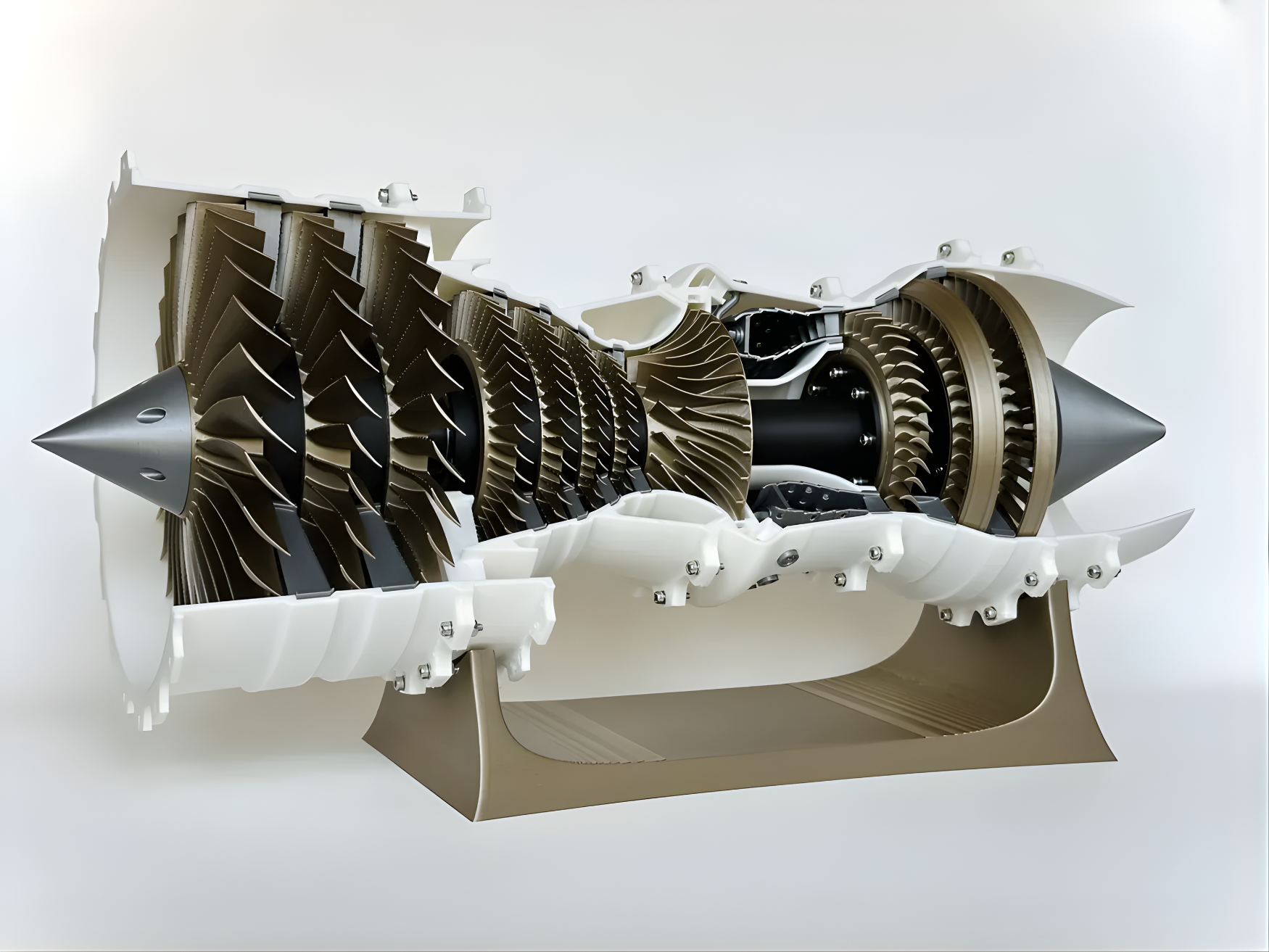 Low Bypass Turbofan — Cutaway Jet Engine Model