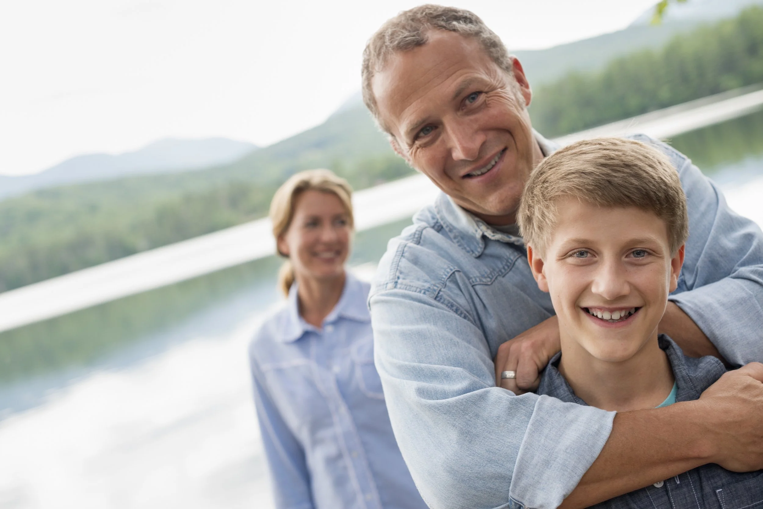 Senior executive man with family