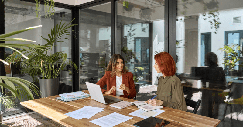 2 women having a productive conversation