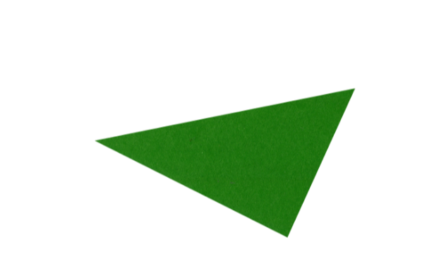 Green felt triangle on a white background.