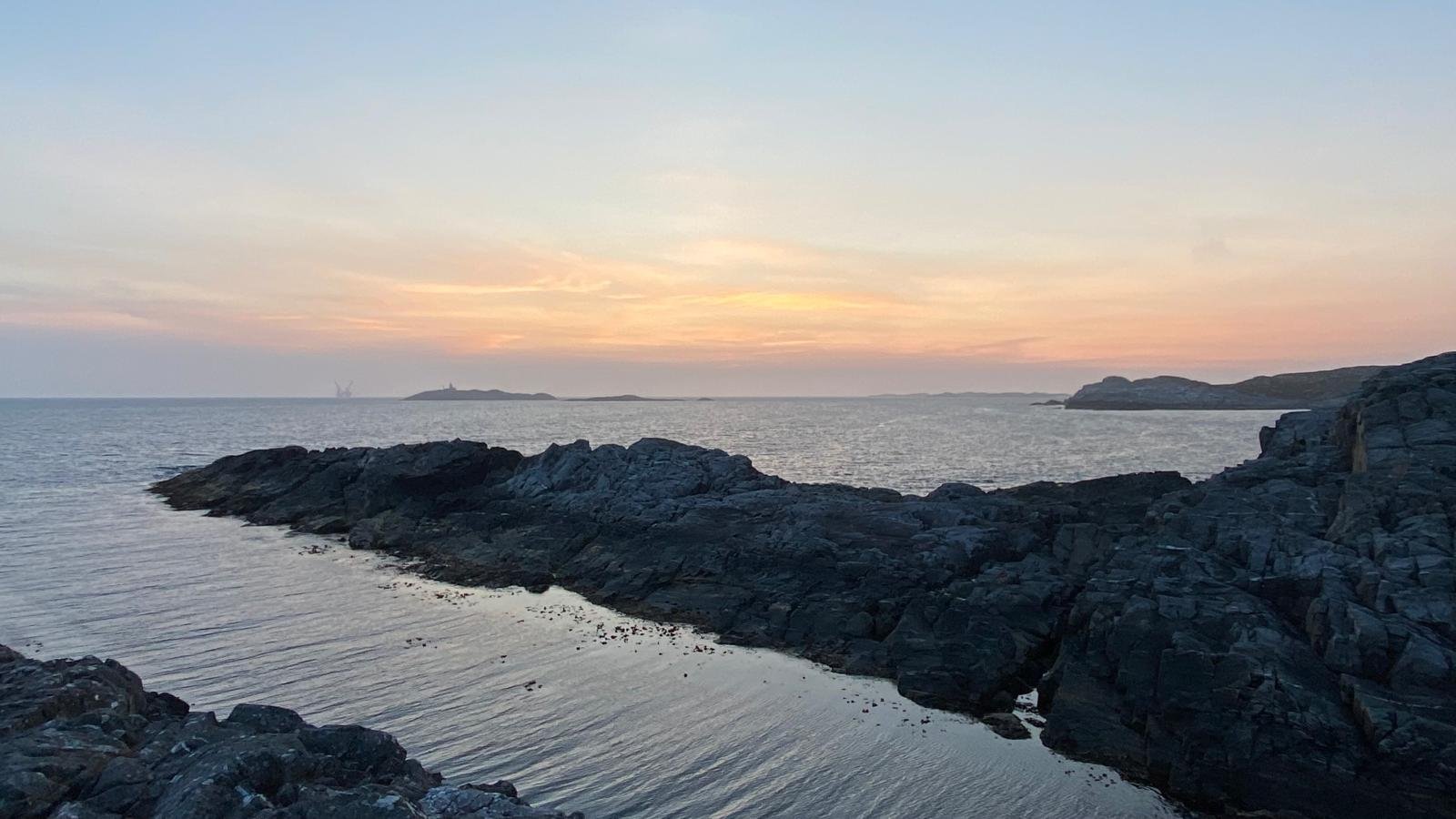 sunset at skansen on austevoll, norway