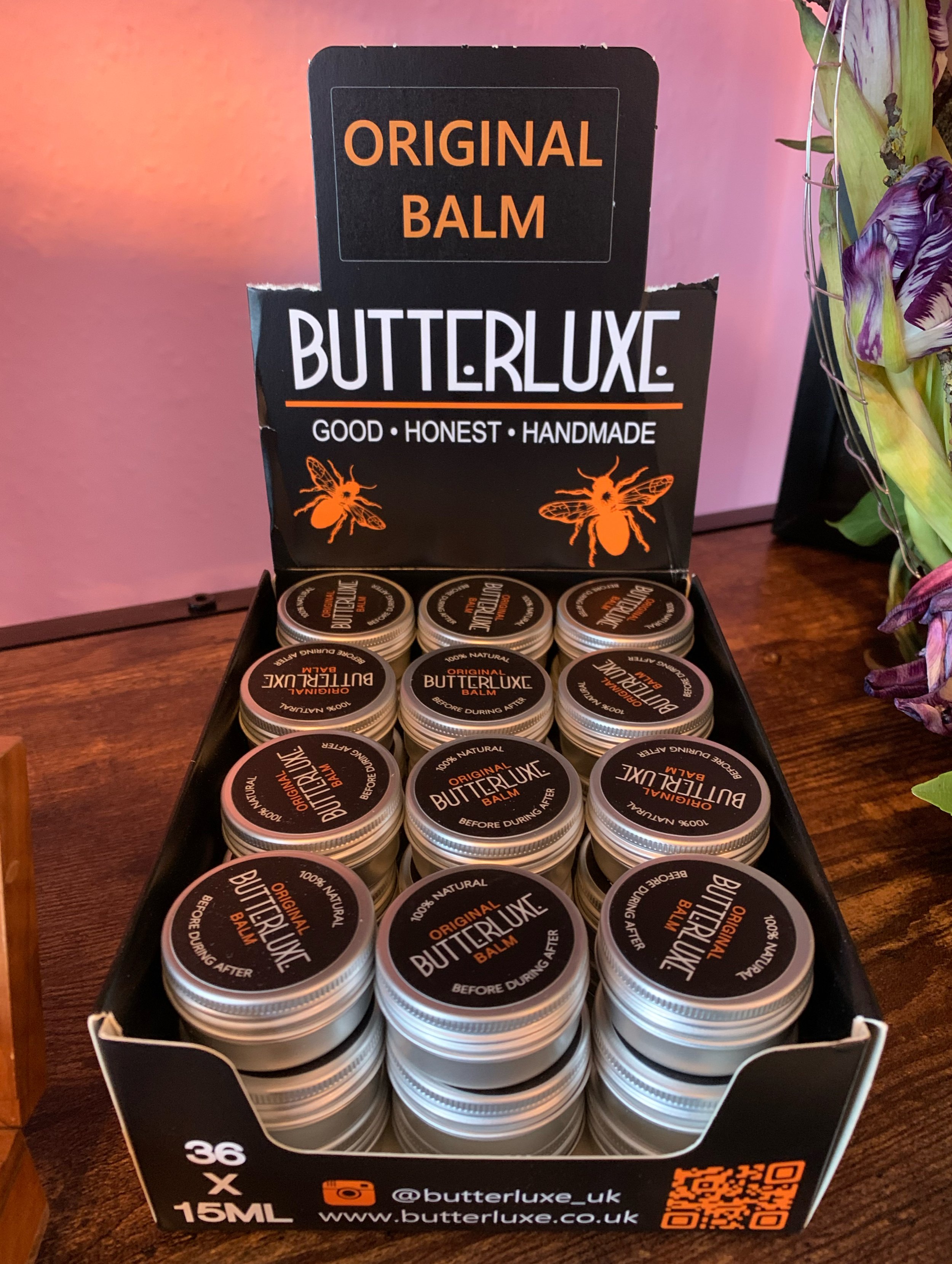 butterluxe tattoo aftercare display in the studio