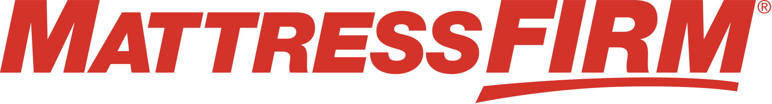 The logo of Mattress Firm with bold red text – one of the customers of AdtomicAI