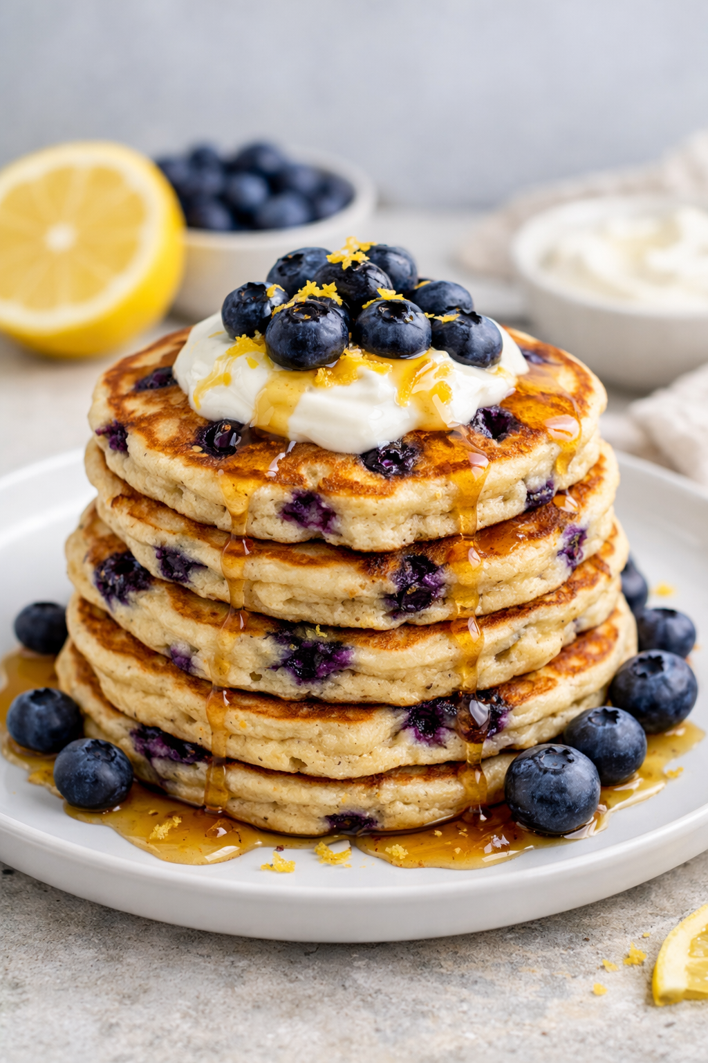 Delicious Blueberry Lemon Ricotta Protein Pancakes