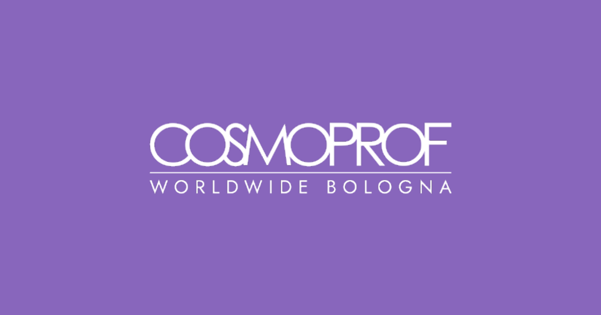 Logo di Cosmoprof Worldwide Bologna su sfondo viola