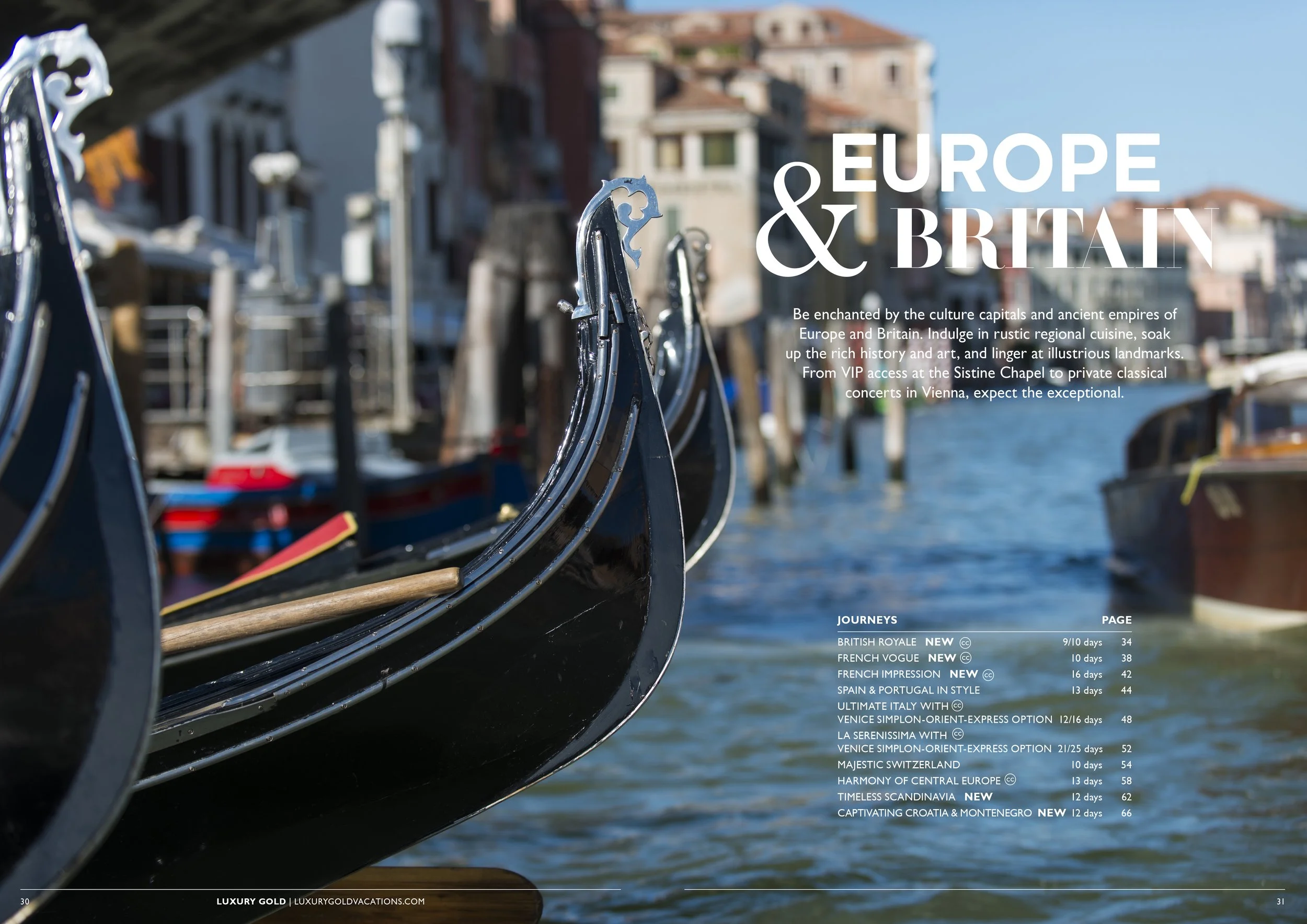 Close-up of a gondola's ornate prow with a blurred background of buildings by a canal in Venice, Italy.