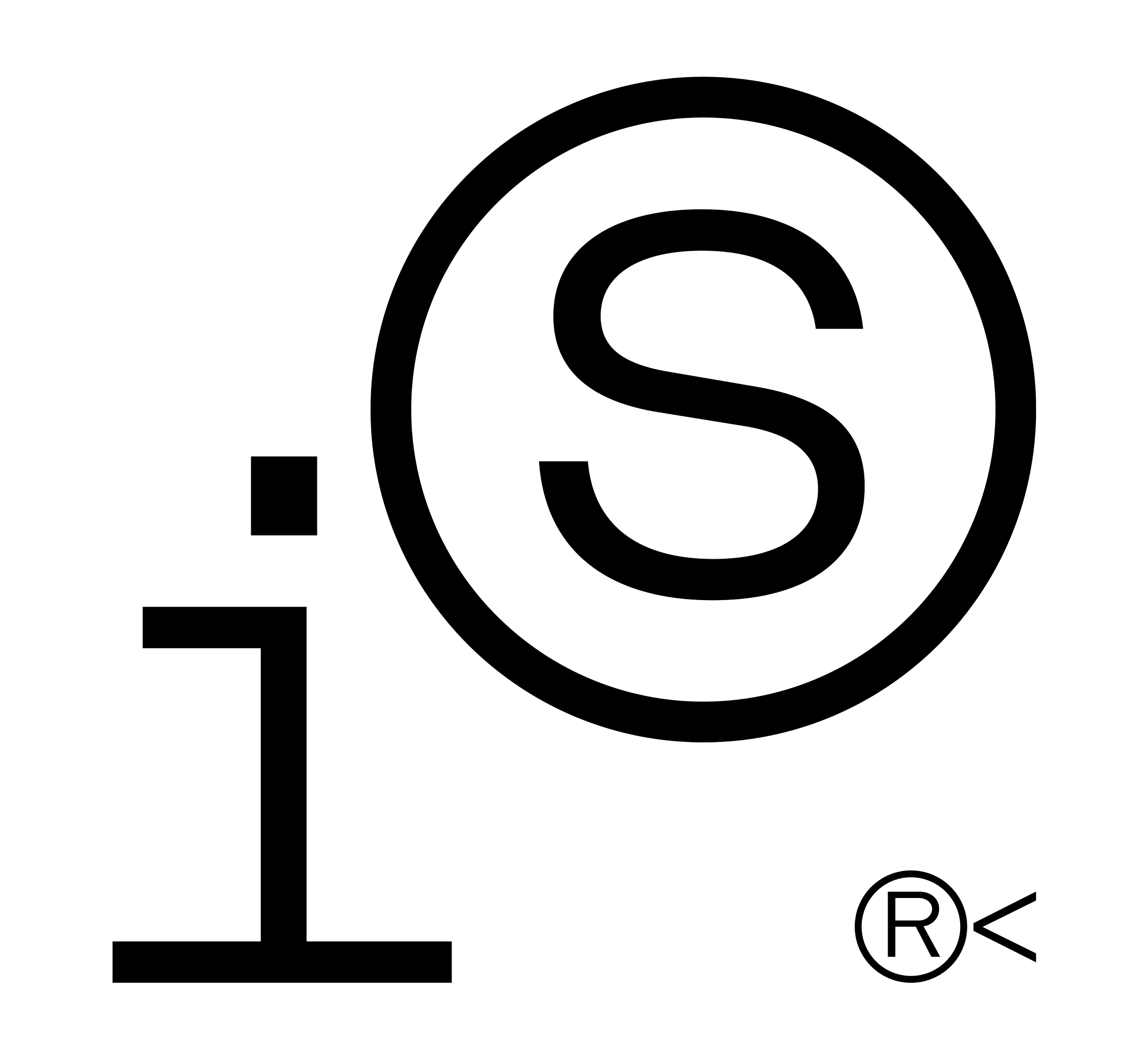 Blueprint of a copyright symbol with a registered trademark symbol and a large number 1.