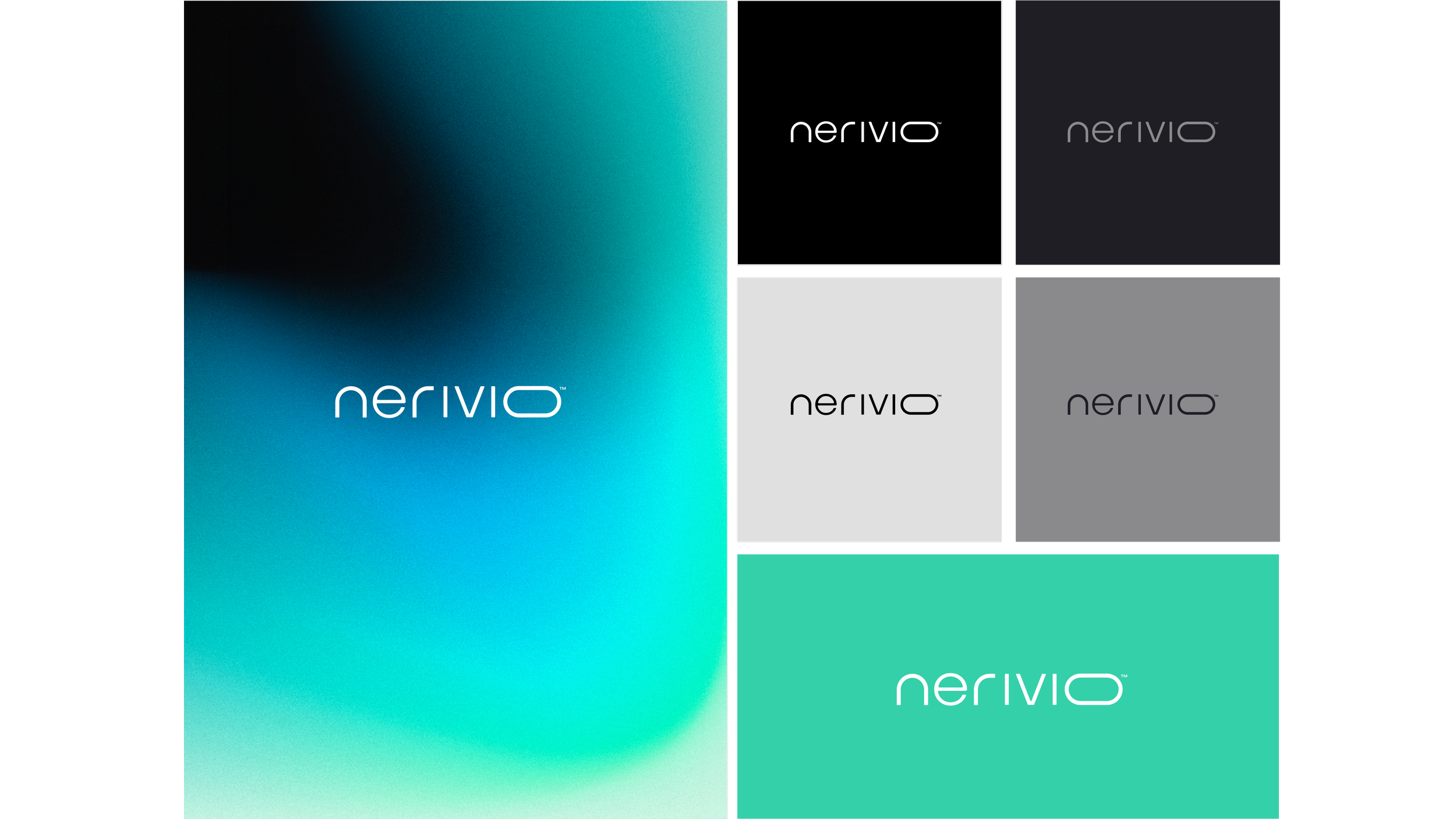 Collage of six Nerivio product boxes in different colors with the Nerivio logo.