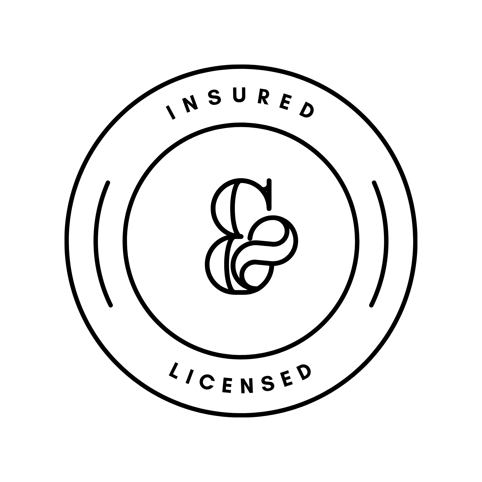 Official seal with the words "INSURED" on the top and "LICENSED" on the bottom, surrounding a stylized dollar sign.