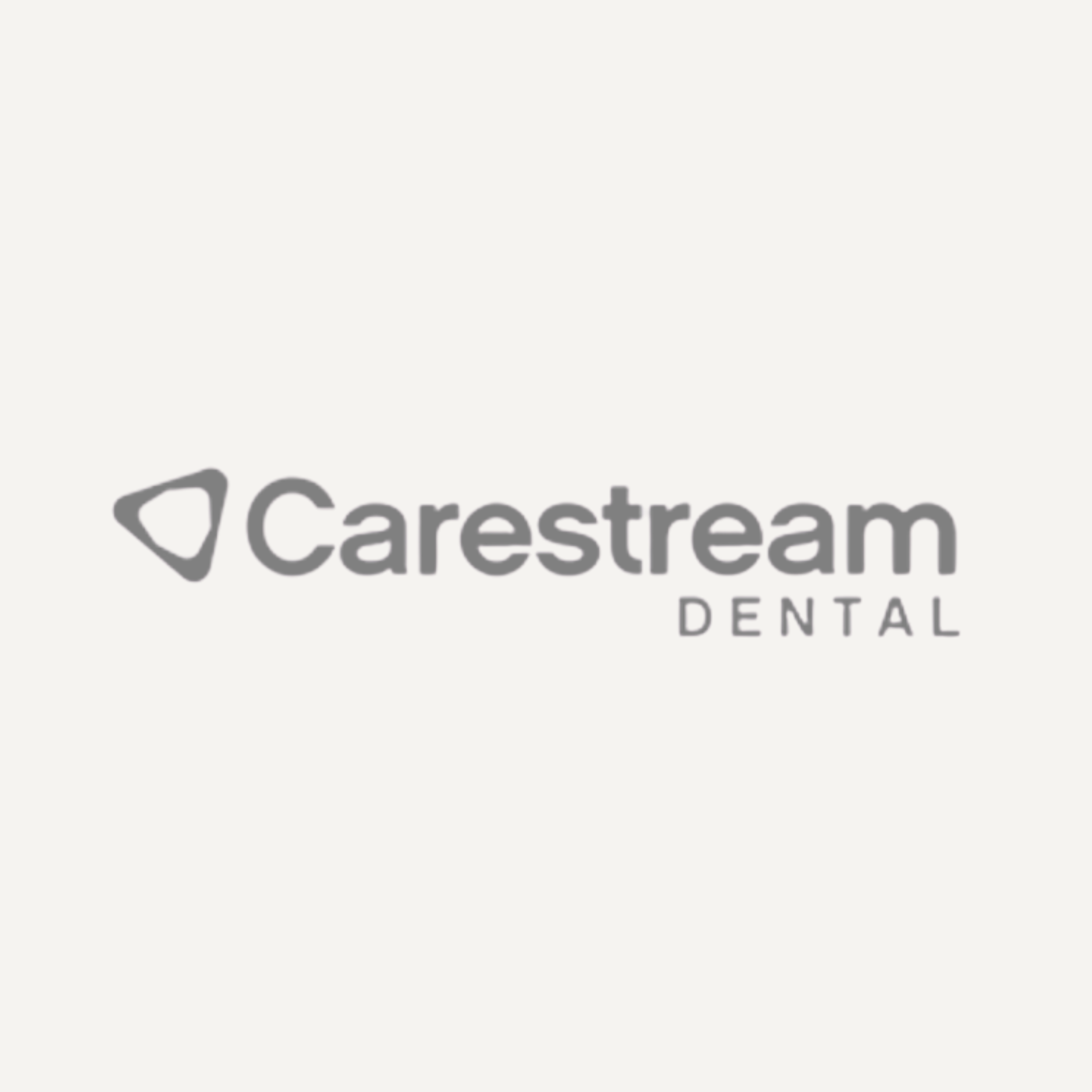 Carestream Dental logo with stylized triangle icon and the company name in gray font on a light background.