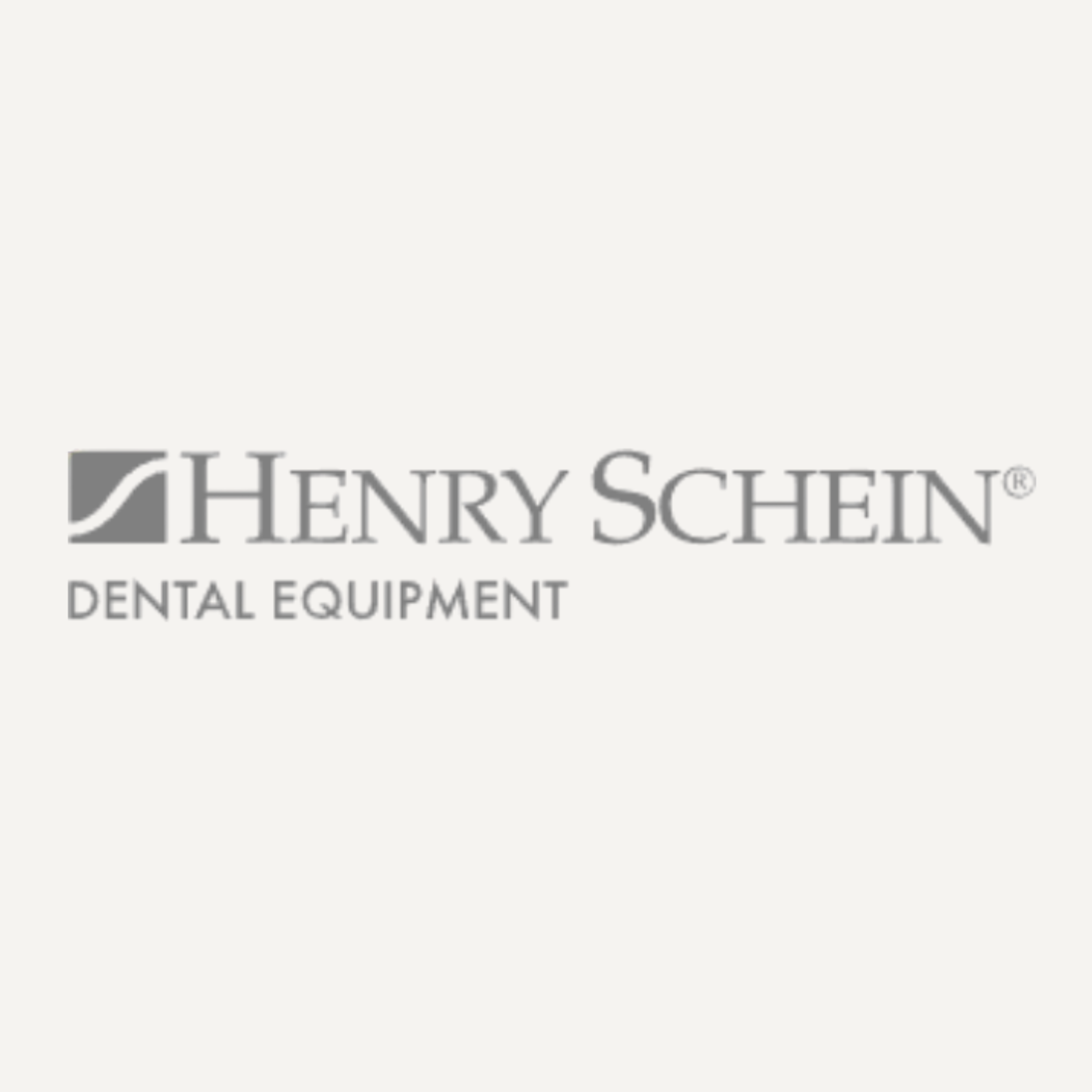 Henry Schein Dental Equipment logo in grayscale on a light background.