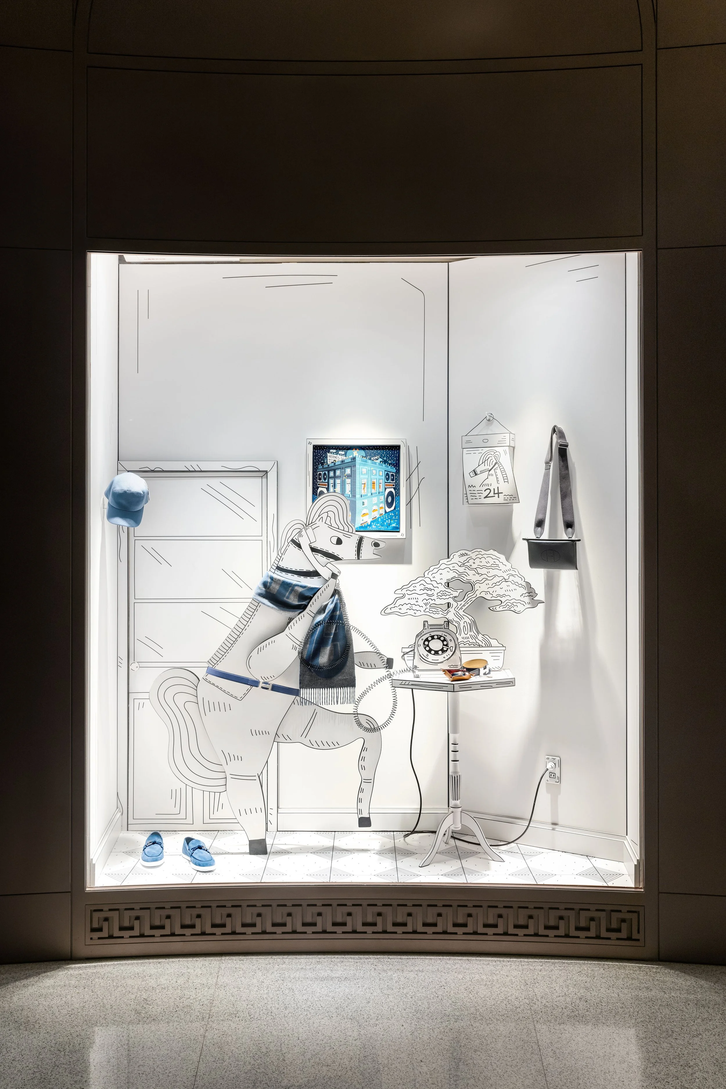 Hermès window display concept drawing by AMCP Studio