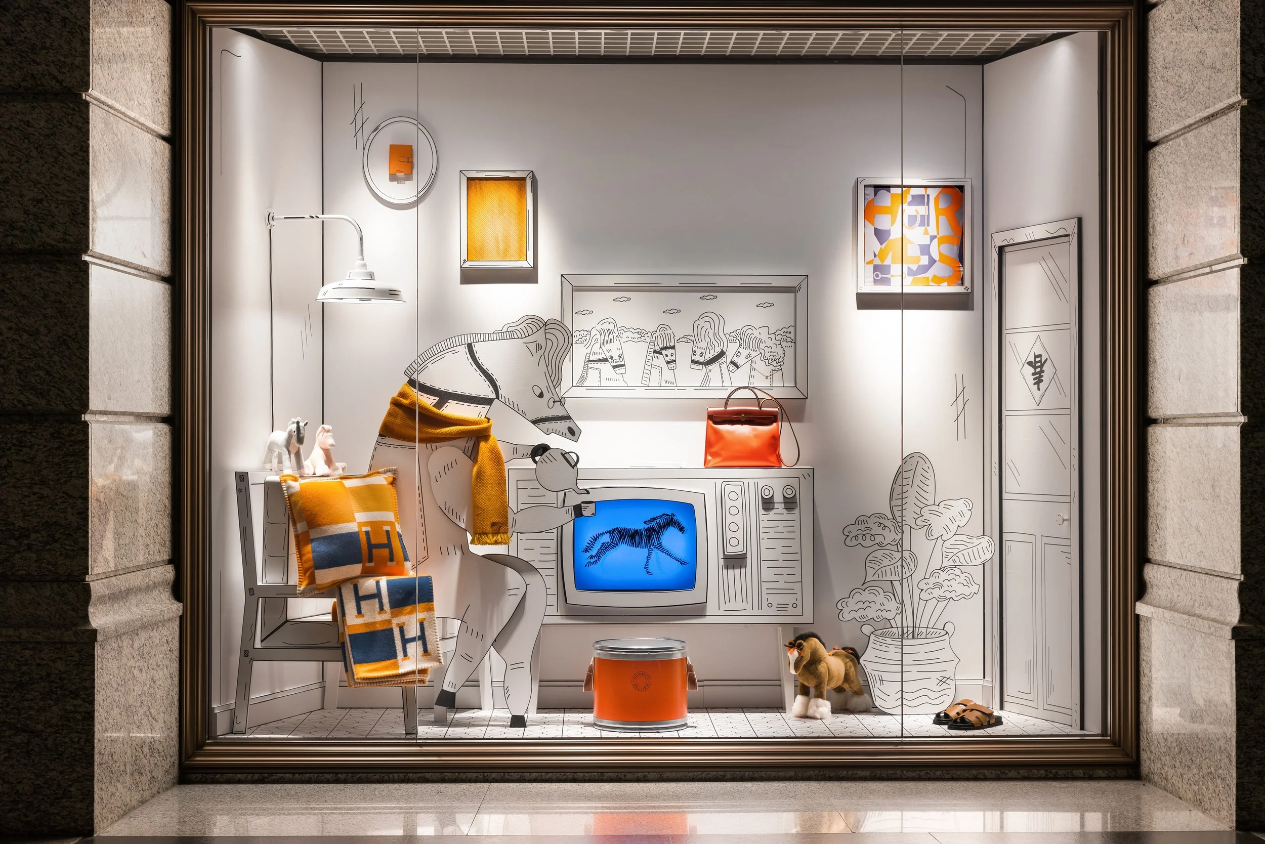 Hermès window display design by AMCP Studio