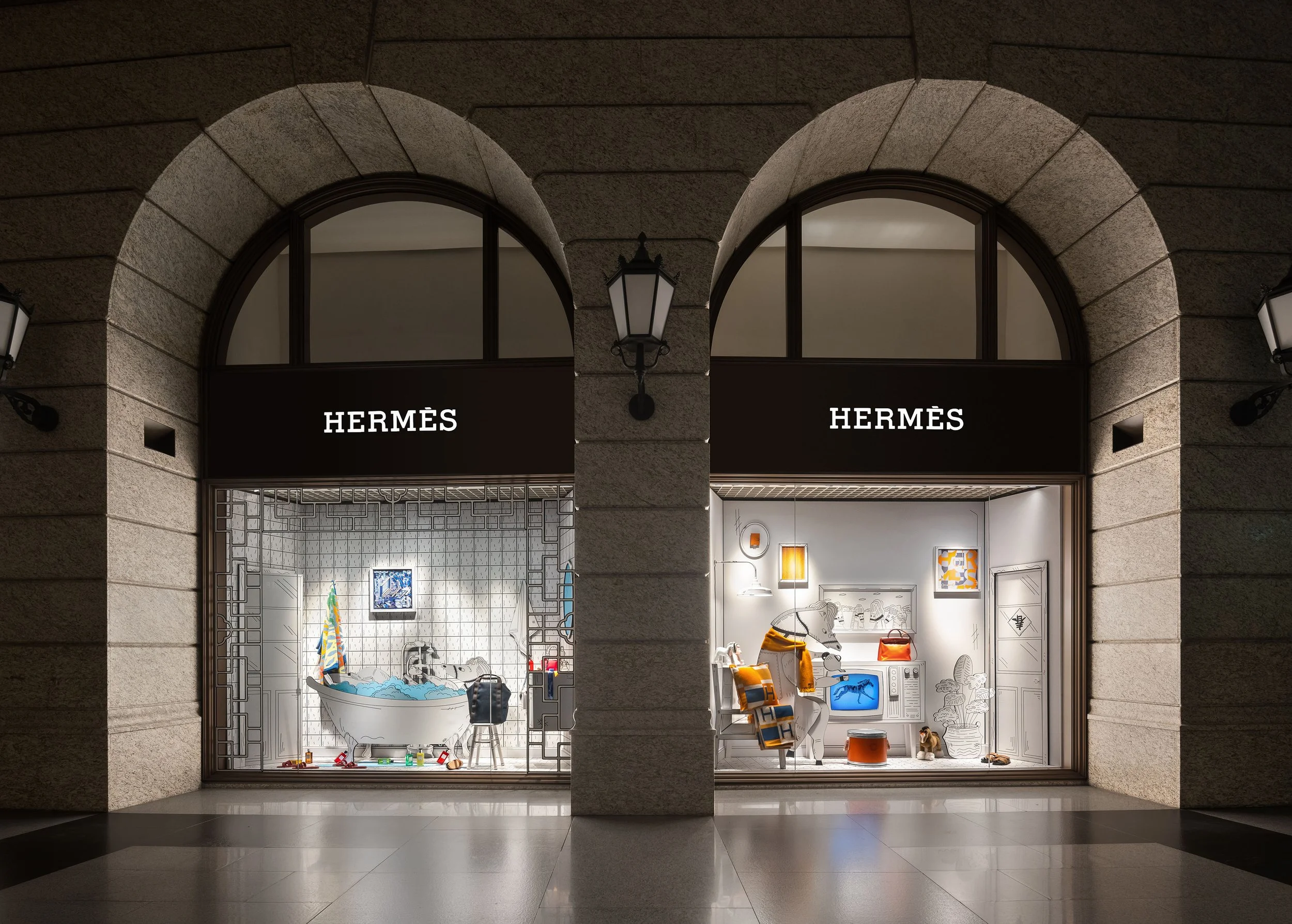 Hermès window display design Taipei by AMCP Studio