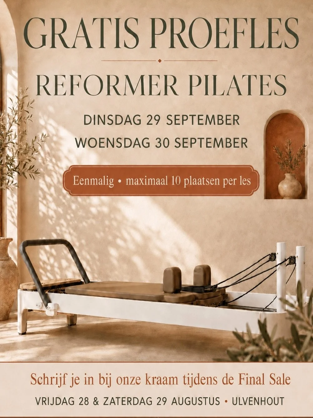 ⭐️ Kom naar de Final Sale in Ulvenhout a.s vrijdag en zaterdag van 10.00-17.00 om je in te schrijven voor kennis making met Casa Alma ⭐️ Twijfel je of Reformer Pilates iets voor jou is ?  Heel begrijpelijk als je het nog nooit gedaan hebt. Daarom wil