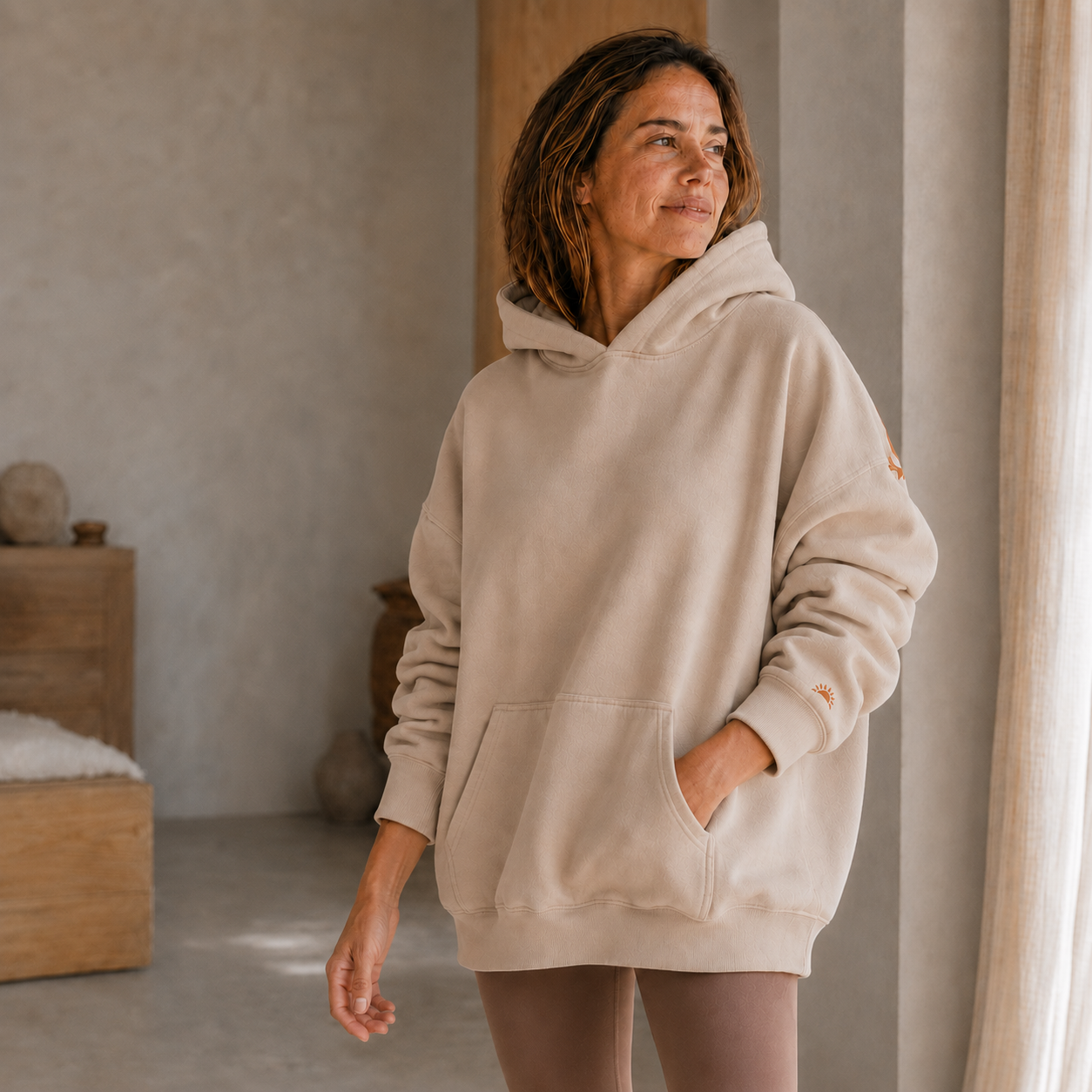 Casa Alma Oversized Hoodie 'Sun' - Sand