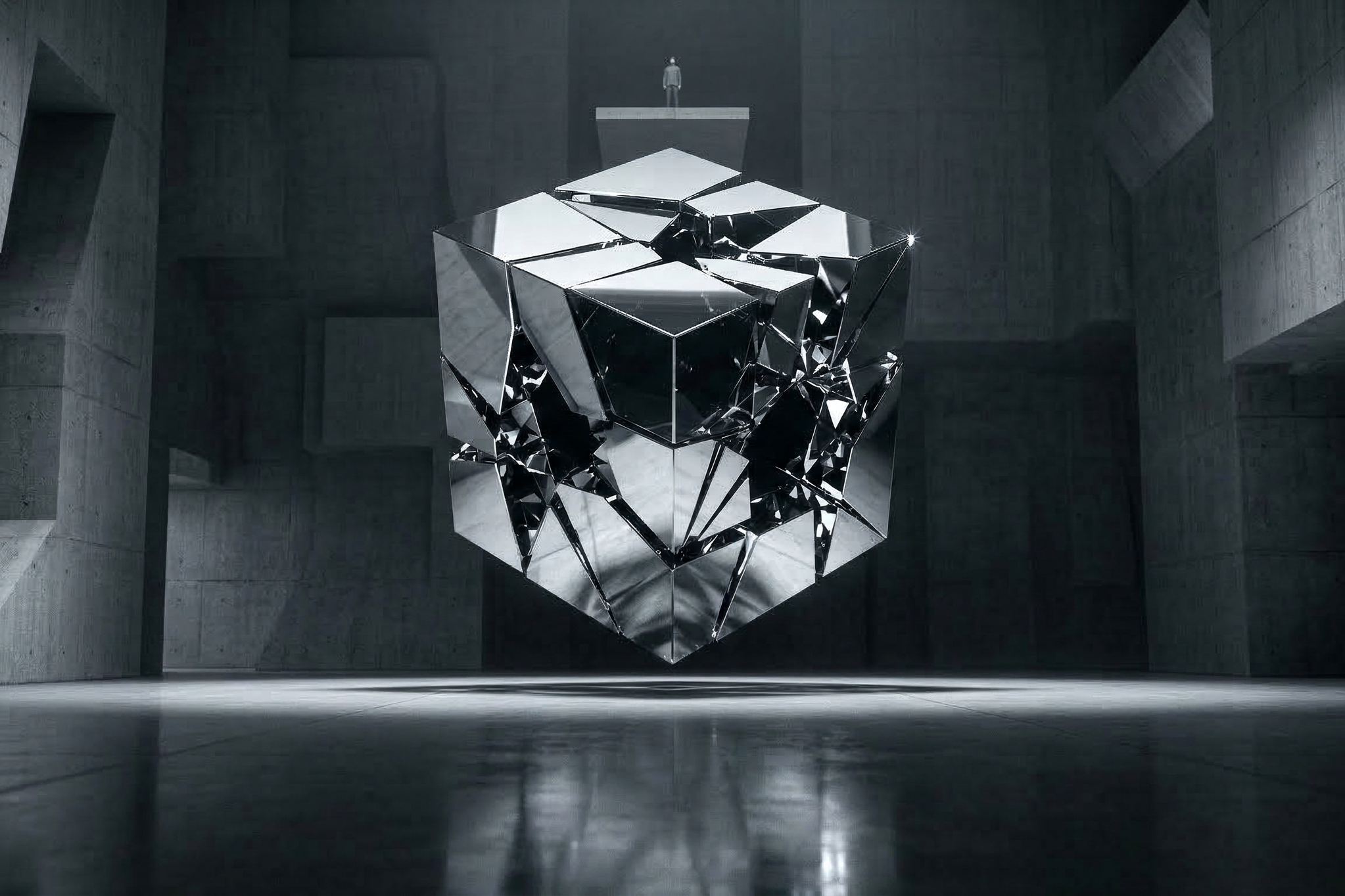 Abstract symbolic object representing how humans project meaning onto physical forms, minimal futuristic aesthetic by Anattaego