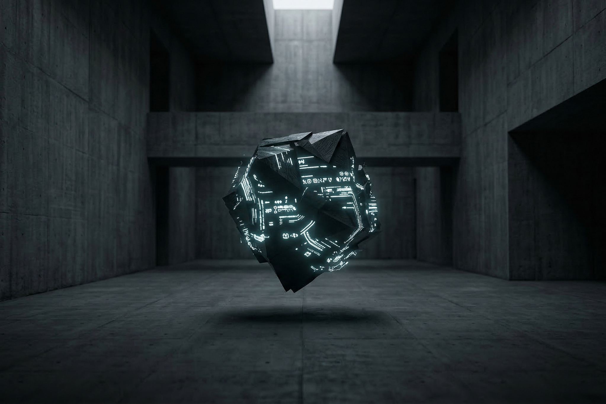 Abstract object emitting light signals representing symbolic meaning and communication