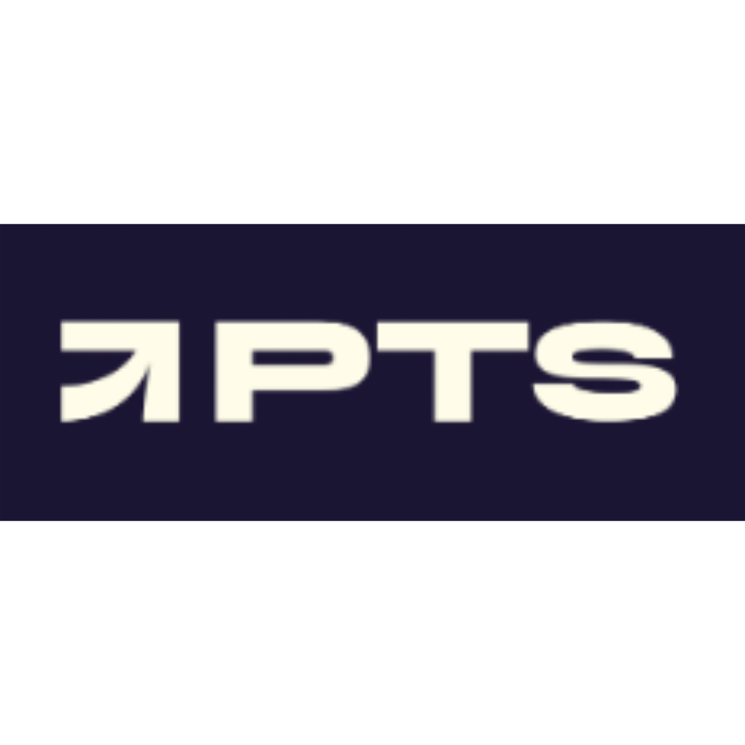 Close-up of a logo with stylized text on a dark background.